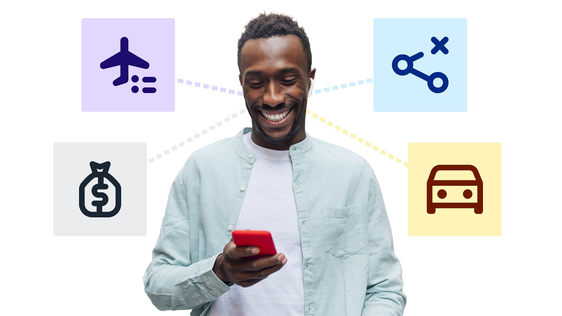 man looking at apps on phone