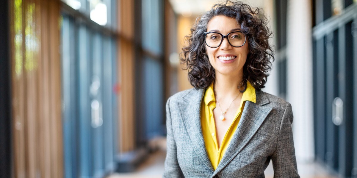smiling professional woman in the office