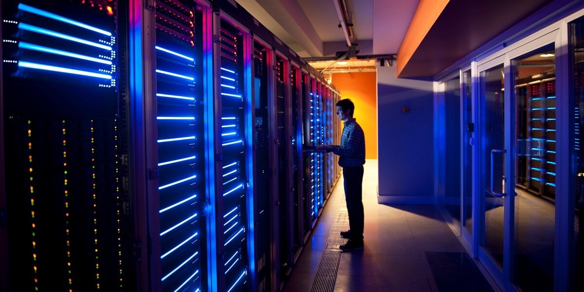 professional working in data center