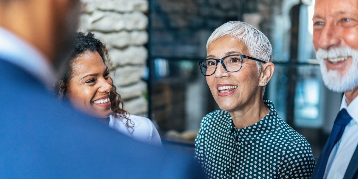 professionals in office in discussion
