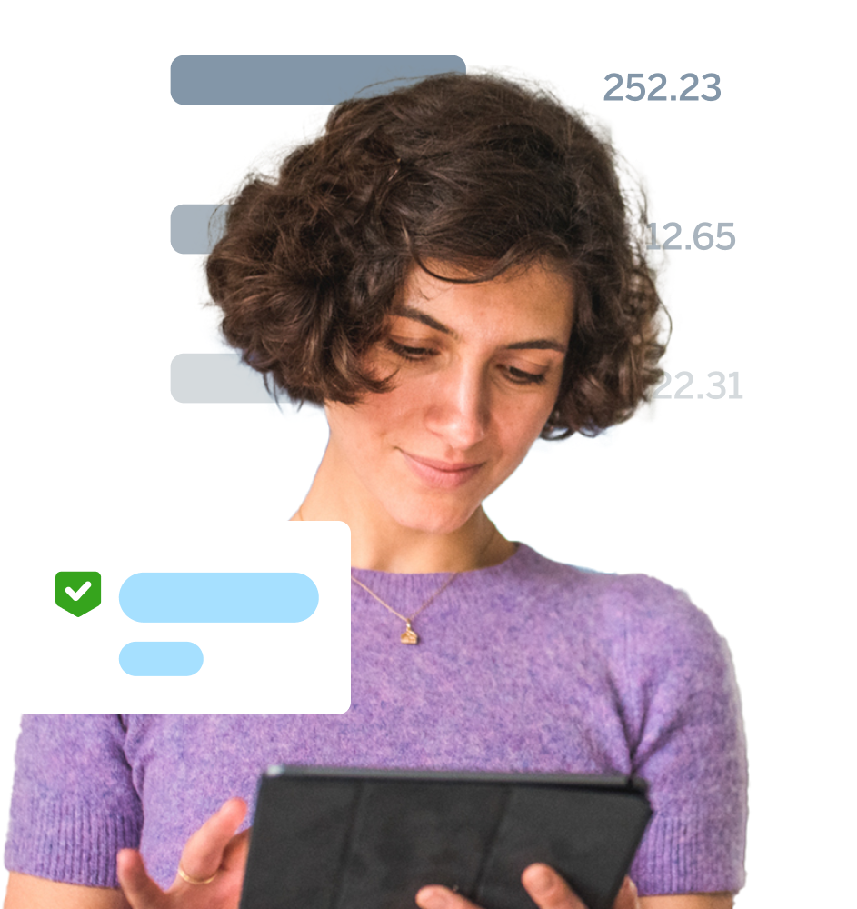 Woman working on tablet