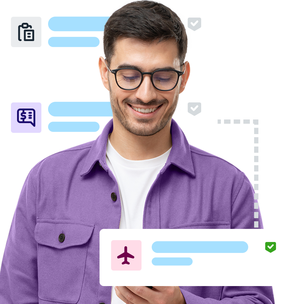 Man looking at his phone excited at the automations