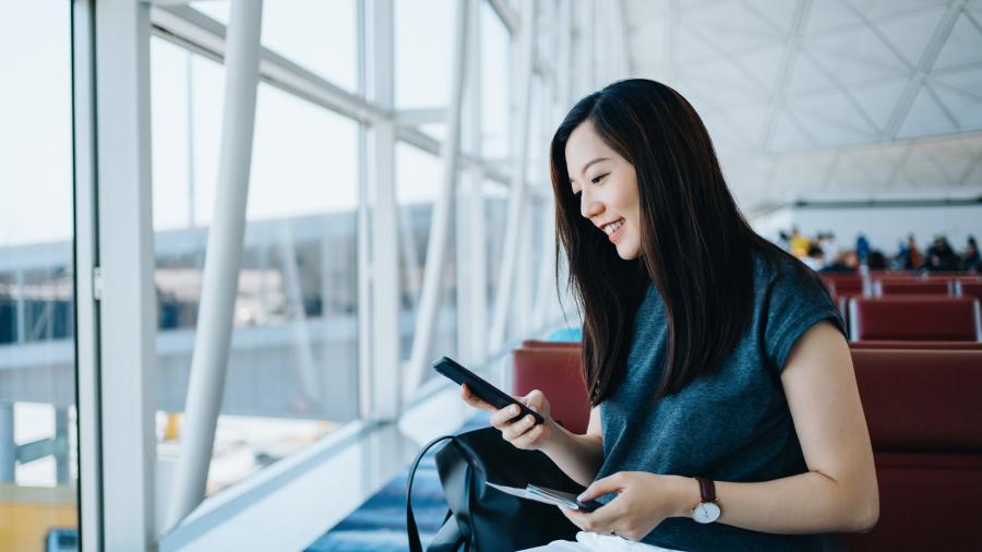 business traveler at the airport
