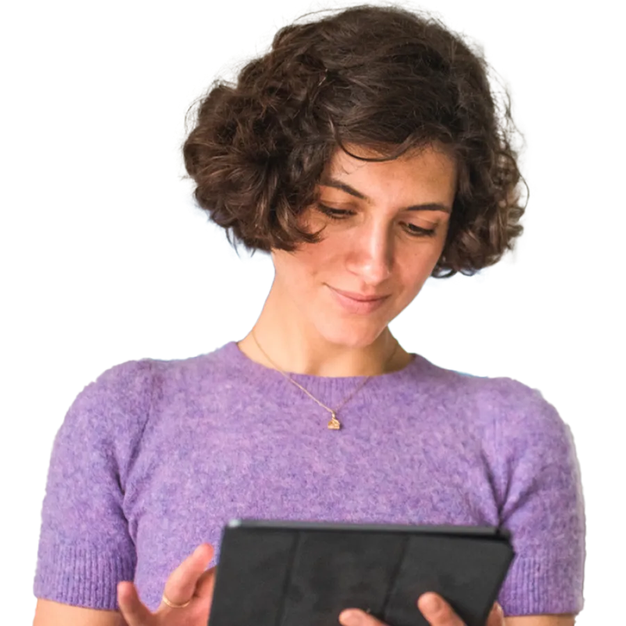 business professional using tablet