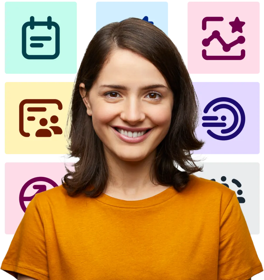A woman surrounded by SAP Concur solutions 