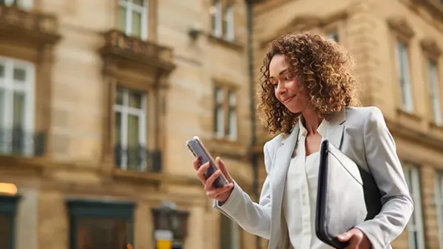 woman looking at phone 