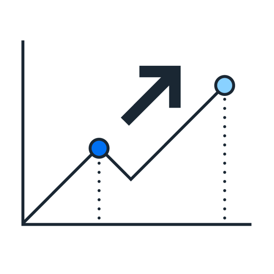Line graph growth pictogram
