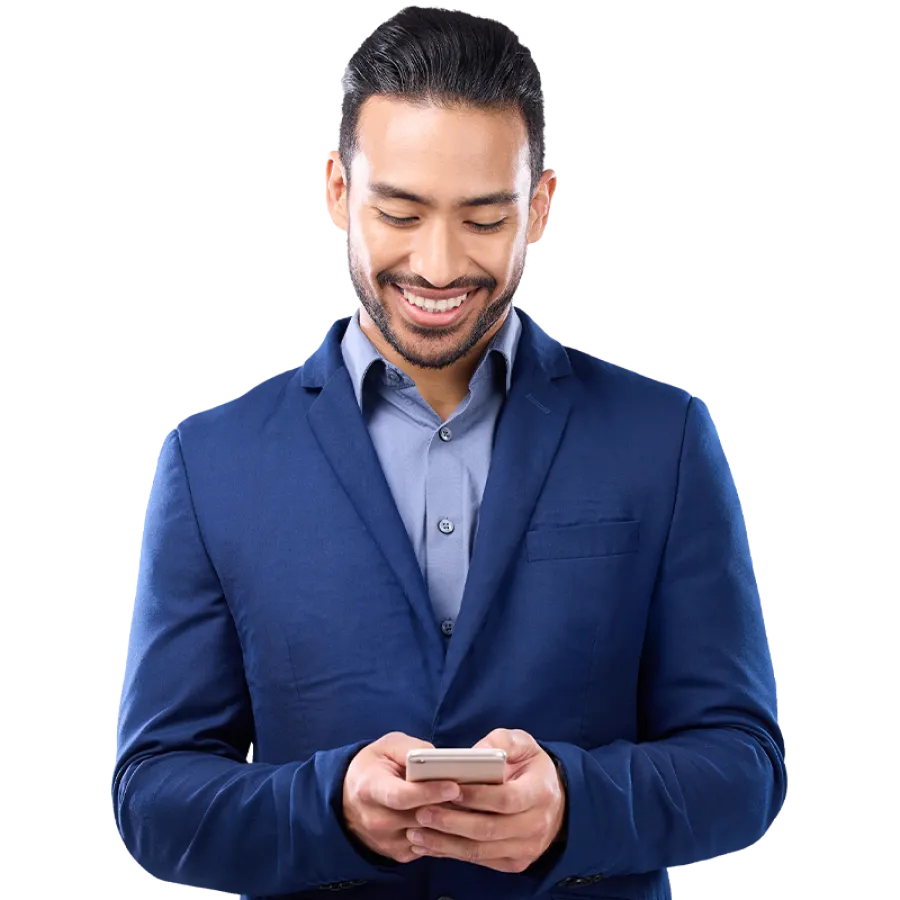 Man in blue suit